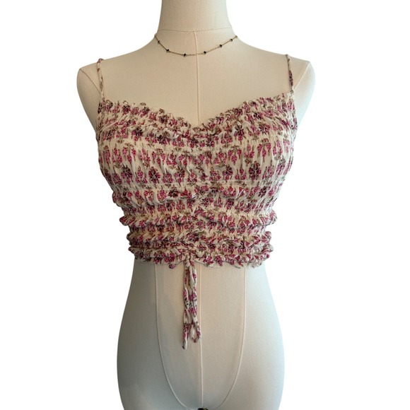 Urban Outfitters‎ Floral Crop Top Smocked Cami Adjustable Straps M - Picture 1 of 5